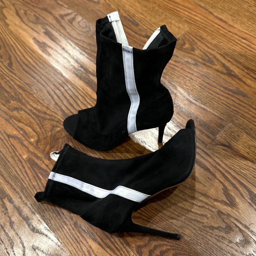 BURJU Speechless Ankle Bootie Open Toe Stretch Ankle Boots | Black 12